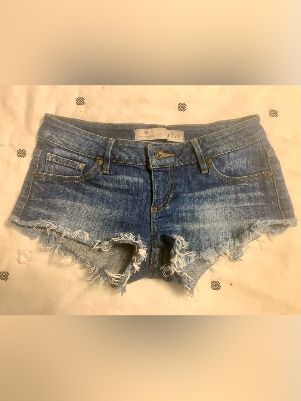 GUESS Dark Blue Denim Jeans with Branded Button